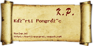 Kürti Pongrác névjegykártya